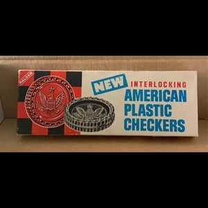 Vintage Halsam Checkers * 24 Interlocking American Eagle Checkers * New In Box *
